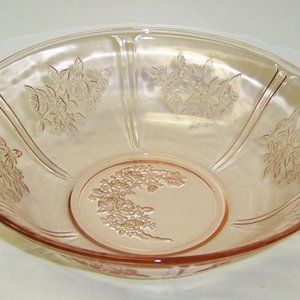 Federal Depression Glass Pink Sharon Cabbage Rose 8 1/2 Inch Round Serving Bowl